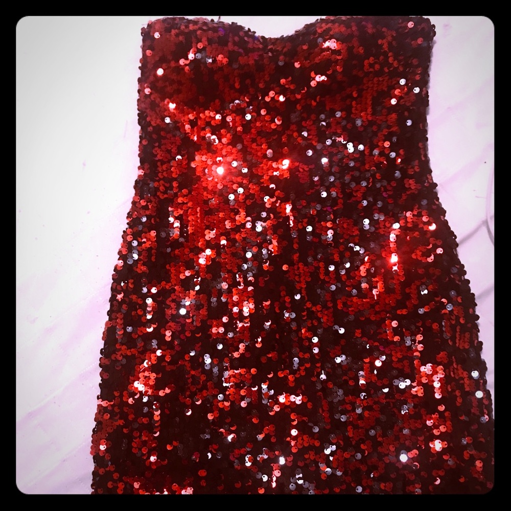 Black and Red Sequence Dress